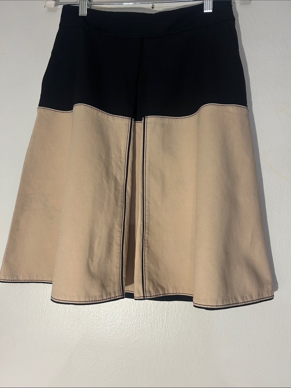 Dorothee Schumacher Two-Tone A-Line Skirt in Black and Beige size 3